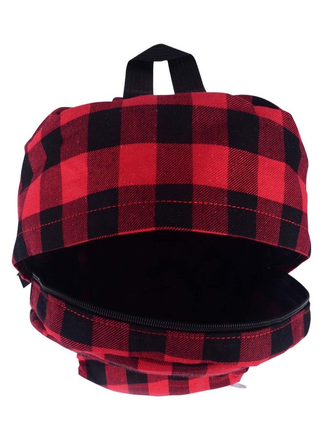 Crya Canvas Red and Black Trek Check Kid's School Backpack - Image 5